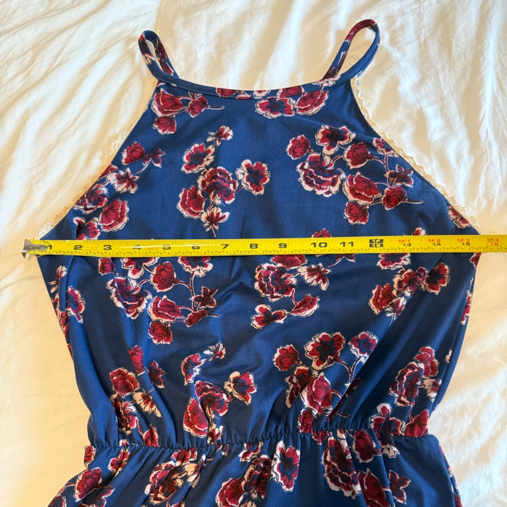 FRENCH GREY Navy Floral Maxi Dress with Pink Accents - Small